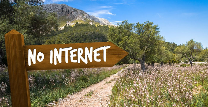 Segnale per un sentiero senza internet